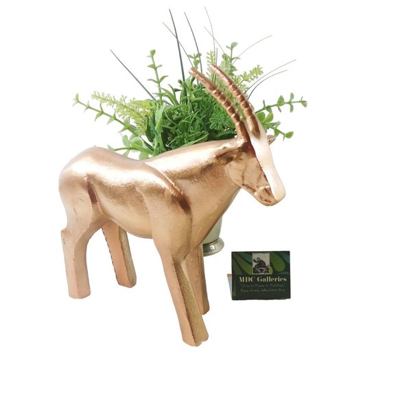 Antelope Gazelle Animal Statue Figurine Copper Colored Cast Aluminum 8" Tall - Picture 10 of 10